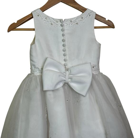 Vivian Nicole Size 6 White Tulle Bling Flower Girl First Communion Dress - Picture 7 of 10
